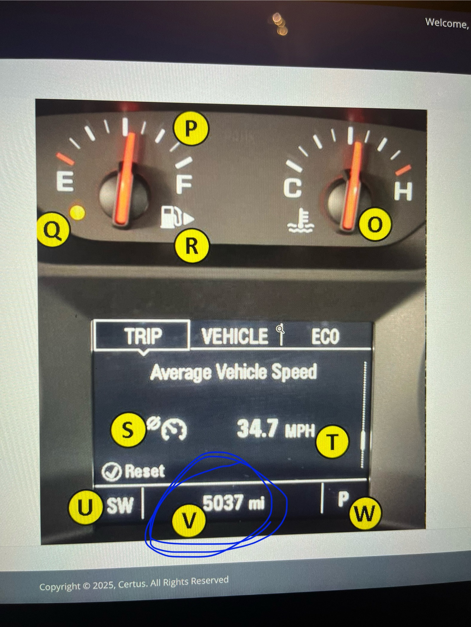<p>Displays # of miles vehicle has traveled since new</p>