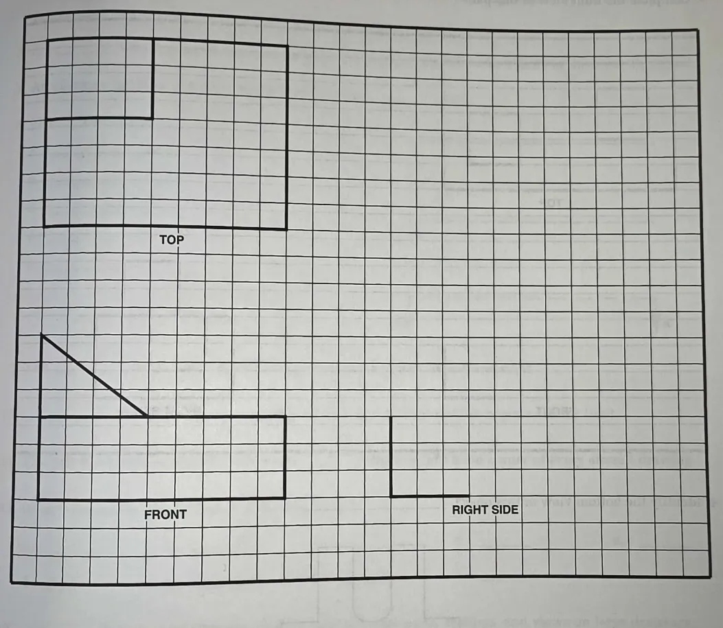 <ol start="2" type="1"><li><p><span style="font-family: "Times New Roman", serif;">Complete the right side view of this part.</span></p></li></ol><p></p>