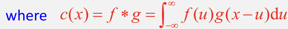 <p>Tells us that if C(k) is the Fourier transform of the convoluted function then C(k)=√(2π)F(k)G(k) </p>