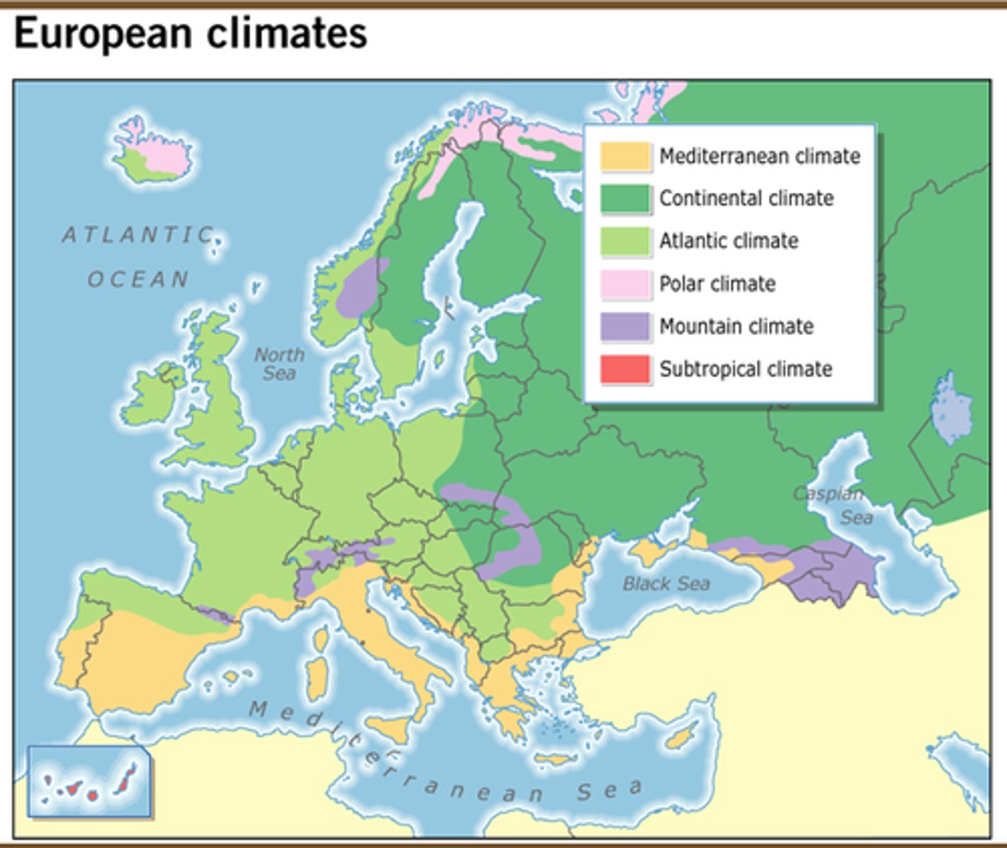 <p>moderate climate, humid temperate climate<br><br>... rainfall totals are moderate, usually below 76cm per year, and temperatures range from 4 c in winter to 18 c in summer<br><br>... good conditions for vegetation growth/soil biota</p>