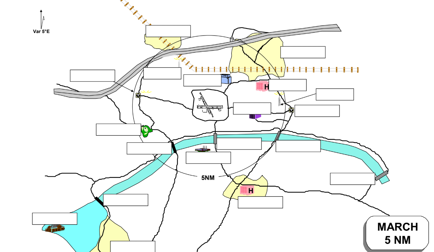 <p>Label all locations from the 5NM march airport chart</p>
