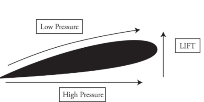 <p><span>Explain how airflow affects the airplane wing in the image and helps it fly.</span></p>