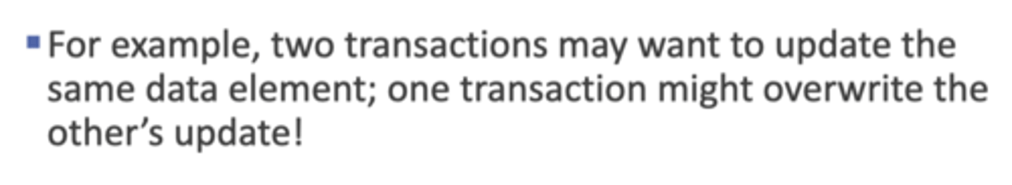 <p>A concurrency control problem in which a data update is lost during the concurrent execution of transactions.</p>