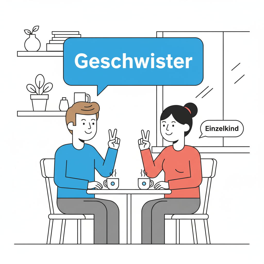 <p><strong>Anna:</strong> Hast du Geschwister? </p><p><strong>Ben:</strong> Ja, ich habe einen Bruder und eine Schwester. Und du? </p><p><strong>Anna:</strong> Nein, ich habe keine Geschwister. Ich bin Einzelkind.</p>