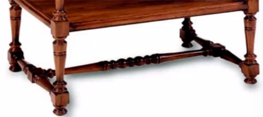 <p>Stretcher in which to crossbars - one joining the front and back legs of a piece of furniture on each side- are themselves connected in the middle by a third crossbar; their arrangement resembles a letter H</p>