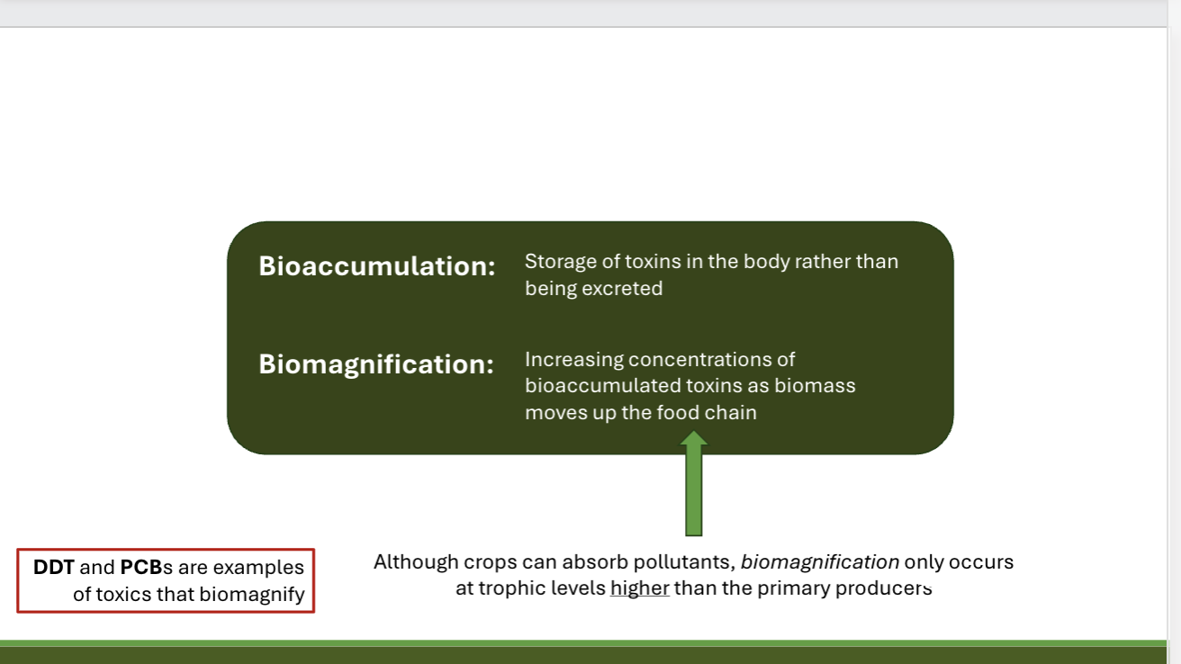 <p><span><span>Define biomagnification and explain how it can be harmful to human health</span></span></p><p><span><span> Define ecosystem services and how they benefit human health</span></span></p>