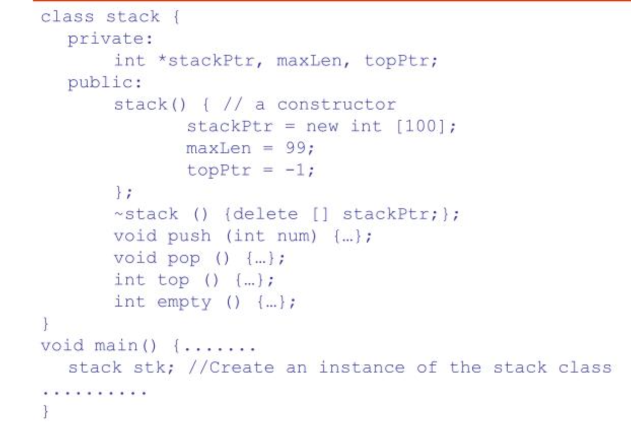 <p><span><strong>Language Examples: C++ </strong></span></p><ul><li><p><span>Based on (2)</span></p></li><li><p><span>The class is the —</span></p></li><li><p><span> All of the class instances of a class share a <strong>single copy</strong> of the —</span></p></li><li><p><span>Each instance of a class has its o<strong>wn copy</strong> of the —</span></p></li><li><p><span>Instances can be (3)</span></p></li></ul><p></p>
