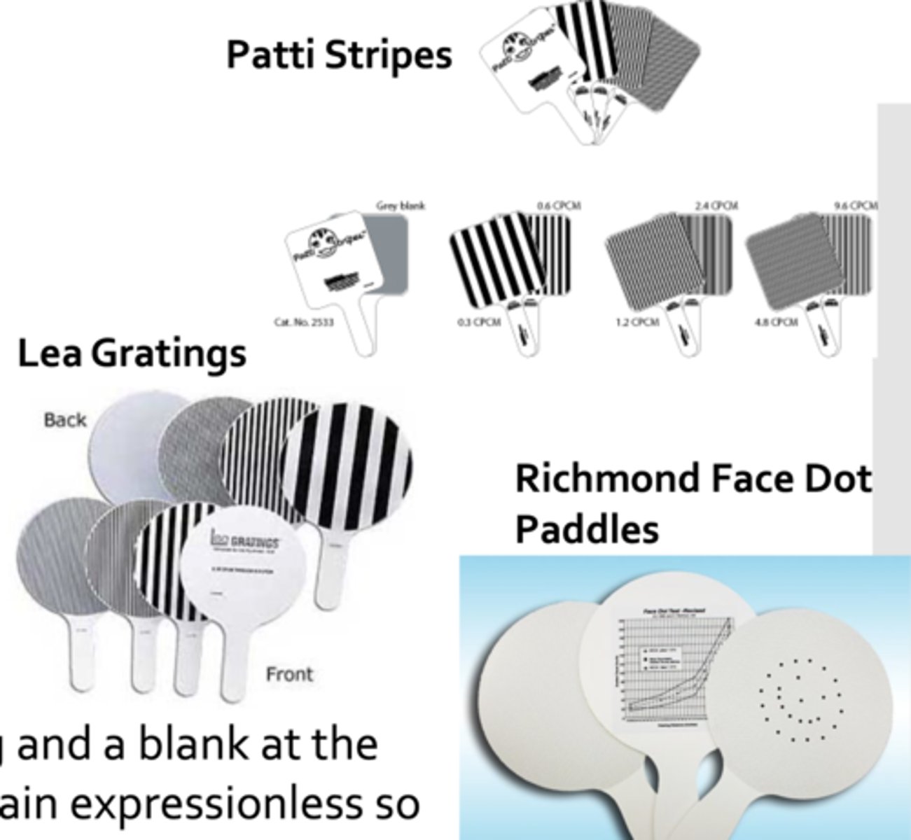 <p>1. Patti Stripes</p><p>2. Lea Gratings</p><p>3. Richmond face dot paddles</p>