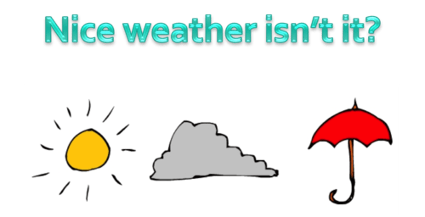 <p>Thời tiết tốt nhỉ/trời đẹp nhỉ</p>