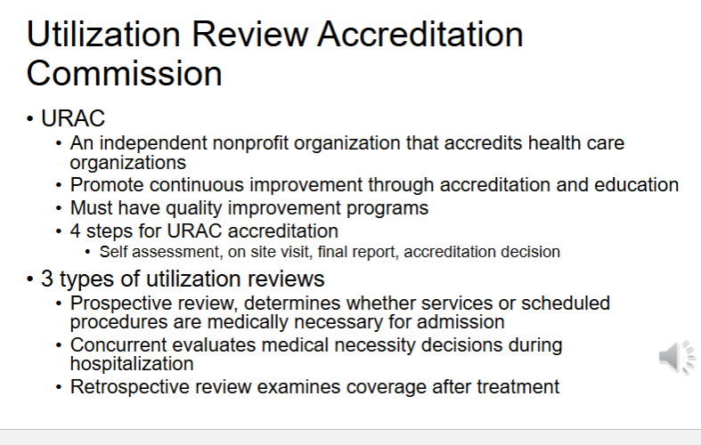 <p><strong>B)</strong></p><p></p><p><strong>LO: URAC is an independent nonprofit organization that accredits healthcare organizations</strong></p>