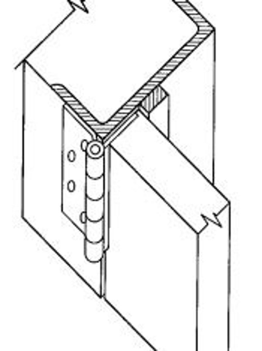 <p>A hinge having one leaf mortise into the edge of a door in the other surface mounted to the door frame</p>