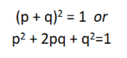 <p>What do p and q mean in the hardy-weinberg equation mean</p>