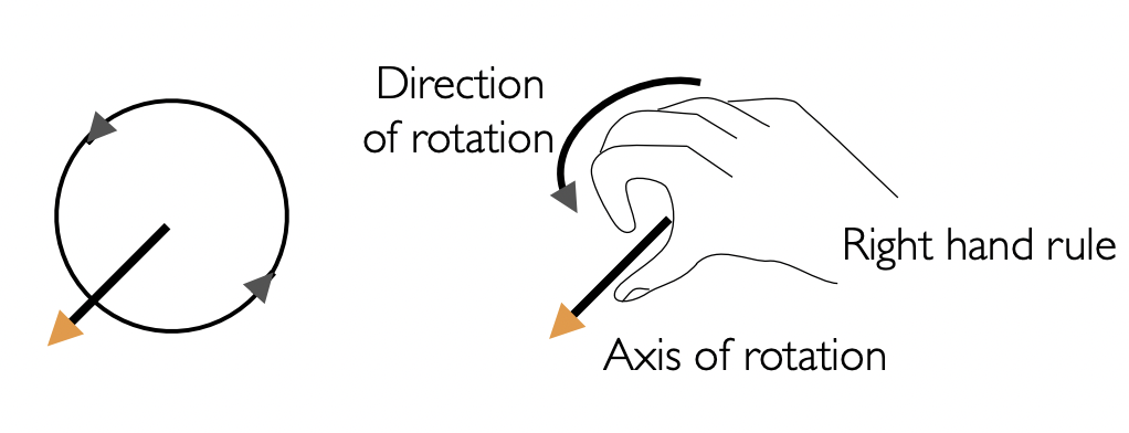 <p>an object rotating around a point has angular momentum</p><p><strong>= vector = magnitude and direction</strong></p><p>two types</p><ul><li><p>spin AM = mass spinning on axis</p></li><li><p>orbital AM = mass orbiting a central point</p></li></ul><p></p>