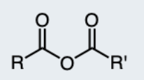 <p> two carbonyl groups (C=O) bonded to the same oxygen atom. </p>