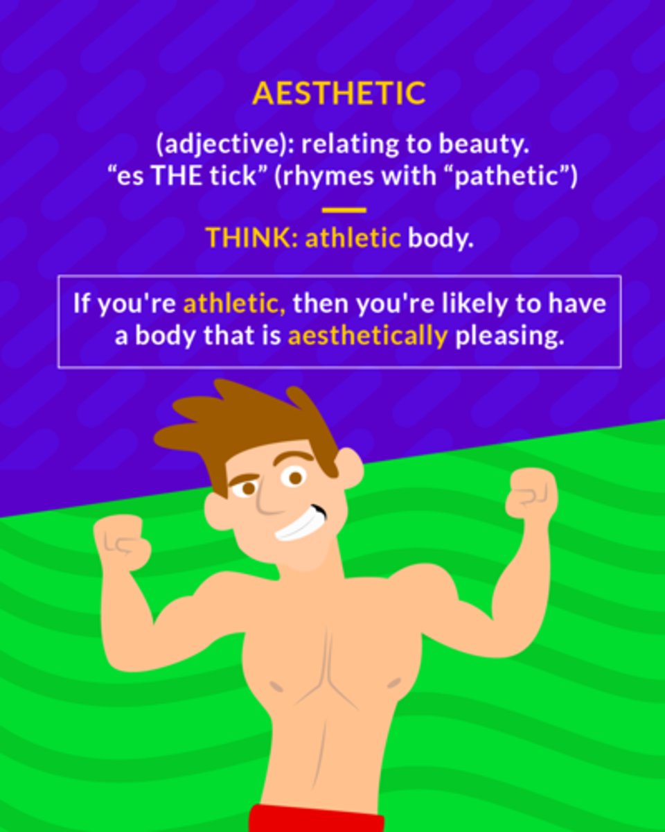 <p>(adj.) relating to beauty</p>