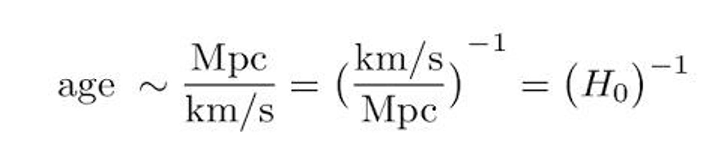 <p>Hubble's Law shows how the universe expands, and by inverting it, we can estimate how long it has been expanding, leading to the estimated age of 13.8 billion years.</p>