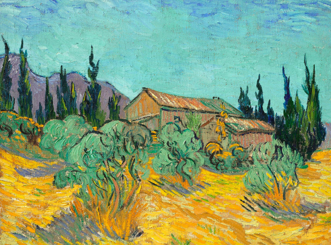 <p><strong>Cabanes de bois parmi les oliviers et cypres</strong> by <em>Vincent Van Gogh</em></p><p>$ 71.4 million</p>