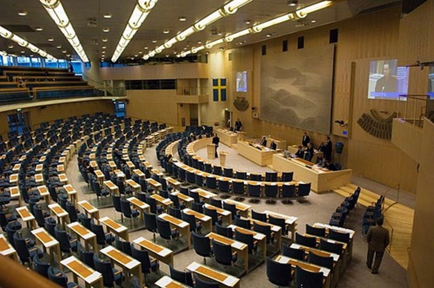 <p>landet har ett parlament (ex. riksdag) där stora beslut tas av många.</p>