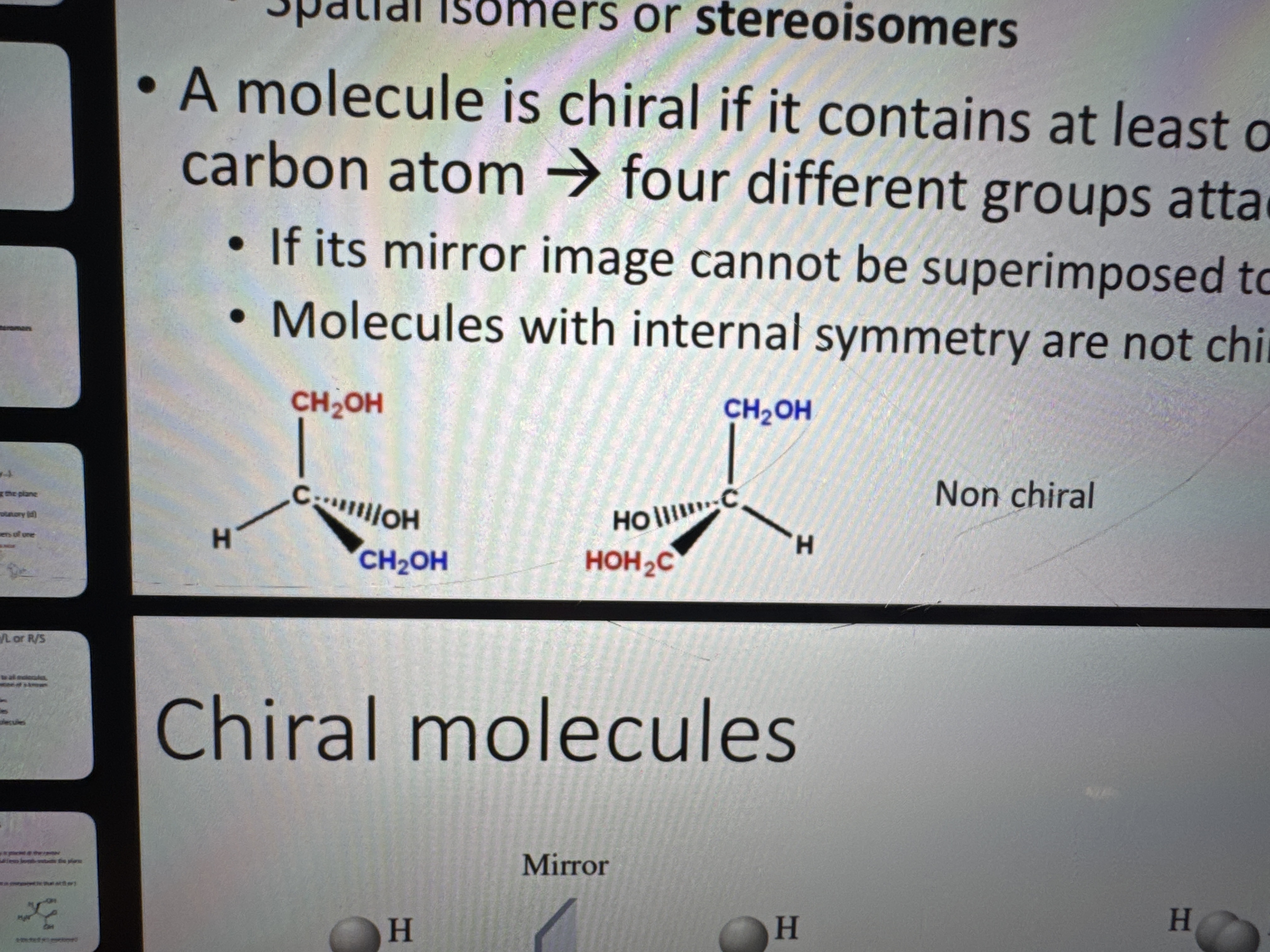 <p>why are these two molecules not chiral</p>