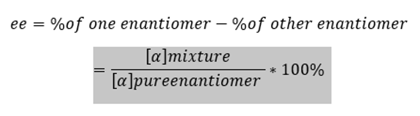 <p>Ex. if 5% (+) + 95% (-) -&gt; <strong>90% ee of (-)</strong></p>