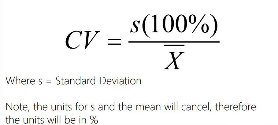 <p>Correlation variation (CV) is a measure of how much variation exists in relation to the mean.</p><p>Having the standard deviation alone is not particularly useful as it requires a context - the coefficient of variation provides a reference for this.</p>