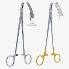 Holds sutures around curved structures