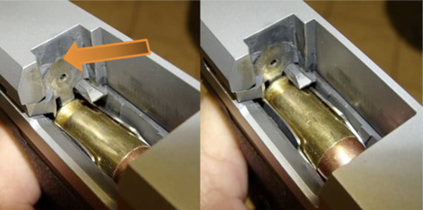 <p>-Part of the gun that contains the firing mechanism</p><p>-Firing pin comes through hole</p><p>-Cartridge case slams against breech face and creates a mark</p>