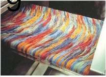<p><u>different colors are “printed” along the length of yarn</u> before it is manufactured into the carpet</p>