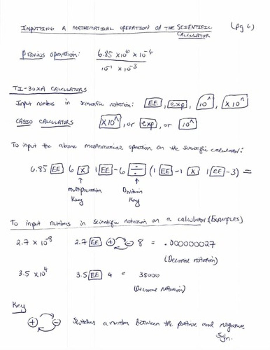 <p>Method to enter scientific notation in calculators.</p>