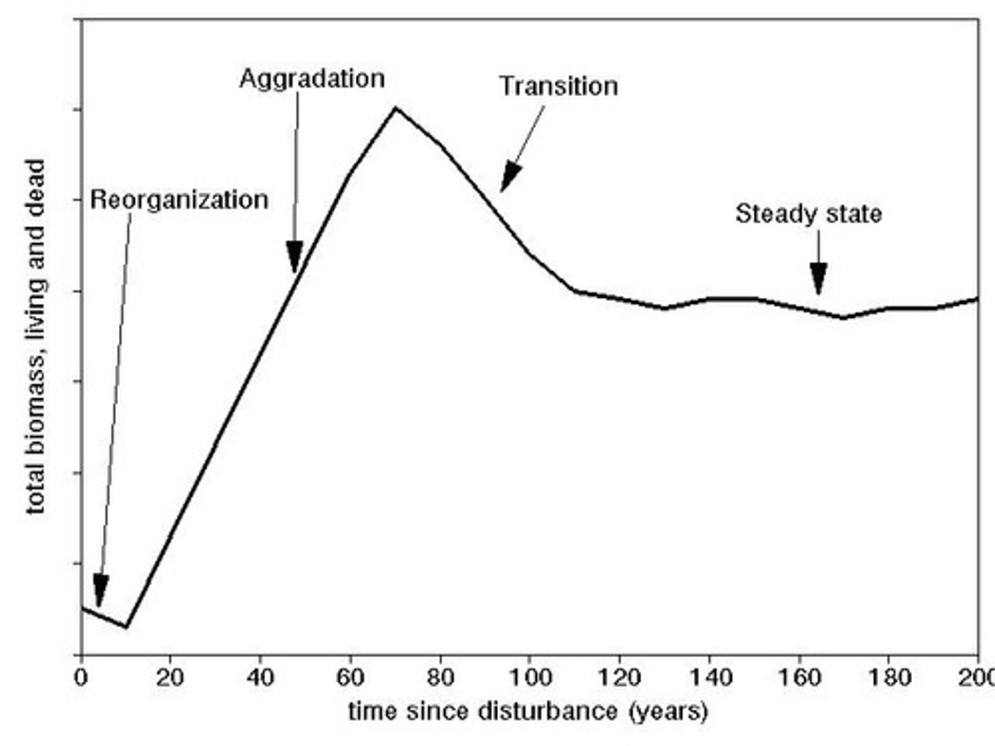 <p>Last stage of succession; most stable/balanced ecosystem; number of species plateaus or remains constant</p>