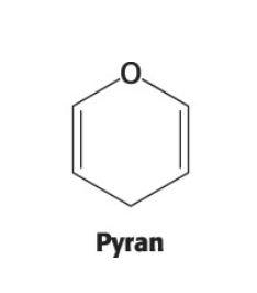 <p>six carbon ring pyranose</p>
