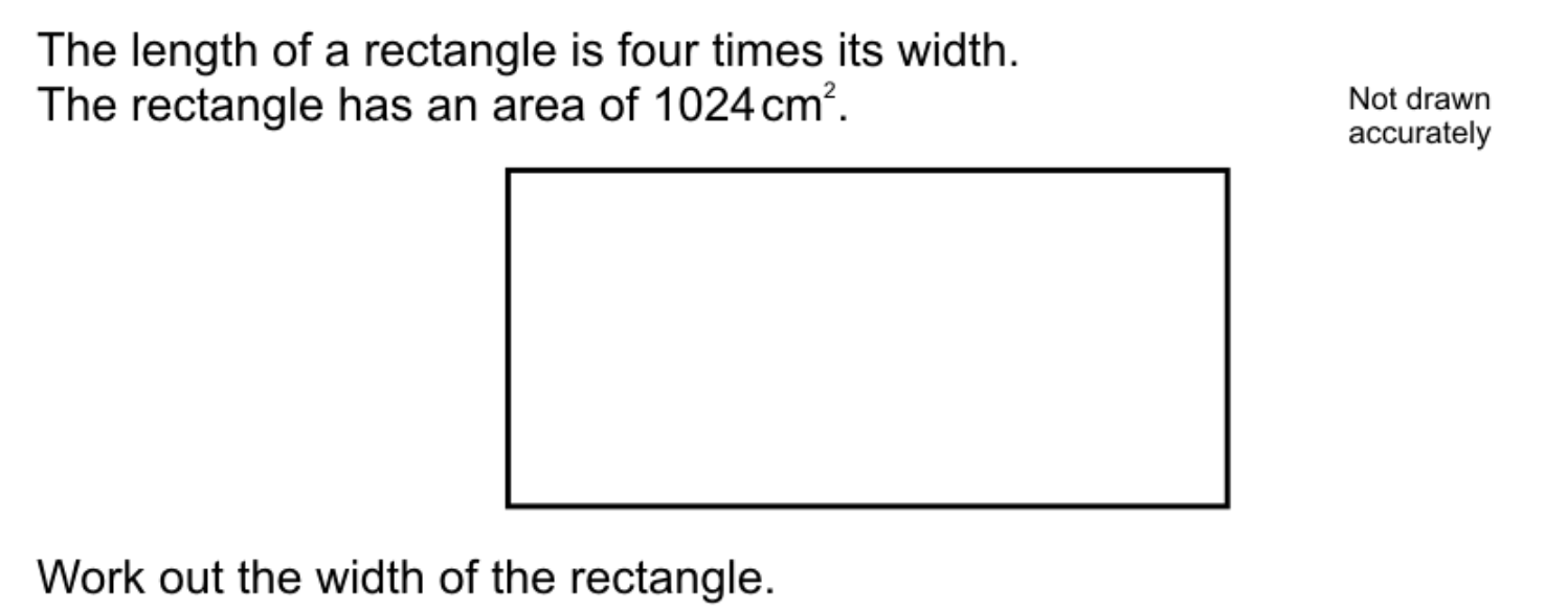 <p>QUESTION: Work out the width of the rectangle</p>