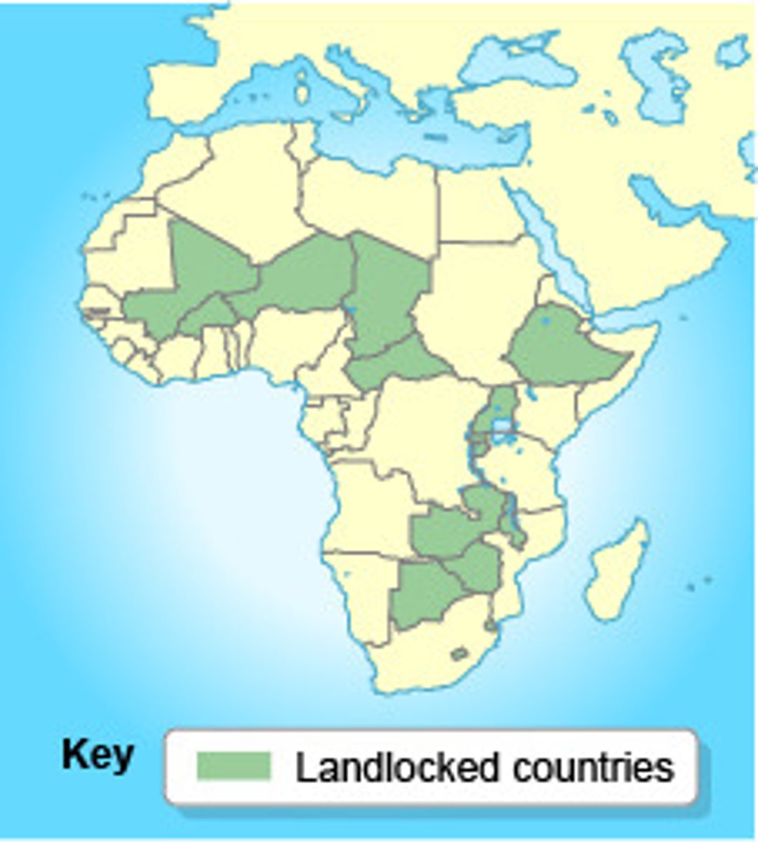 <p>A state that does not have a direct outlet to the sea.</p>