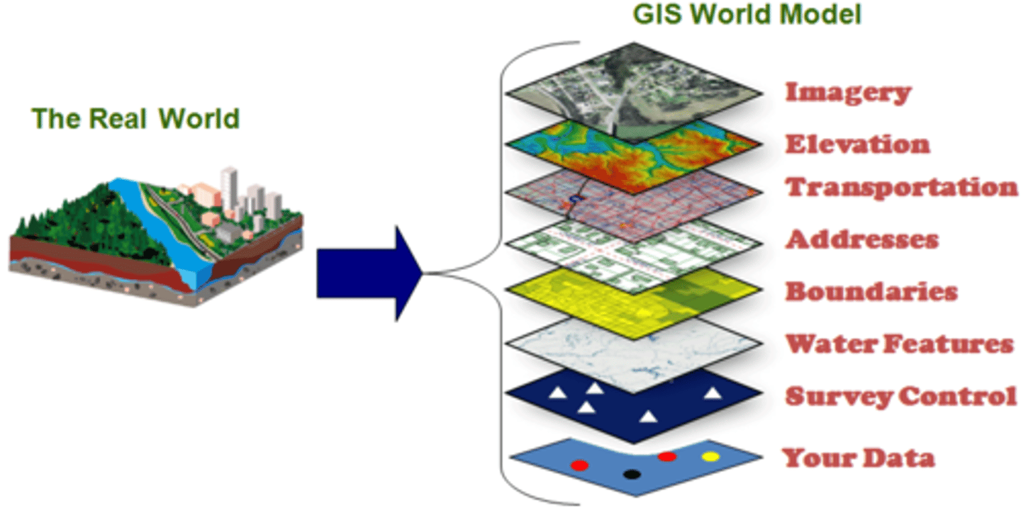 <p>a computer system that stores, organizes, analyzes, and displays geographic data (often in layers)</p>