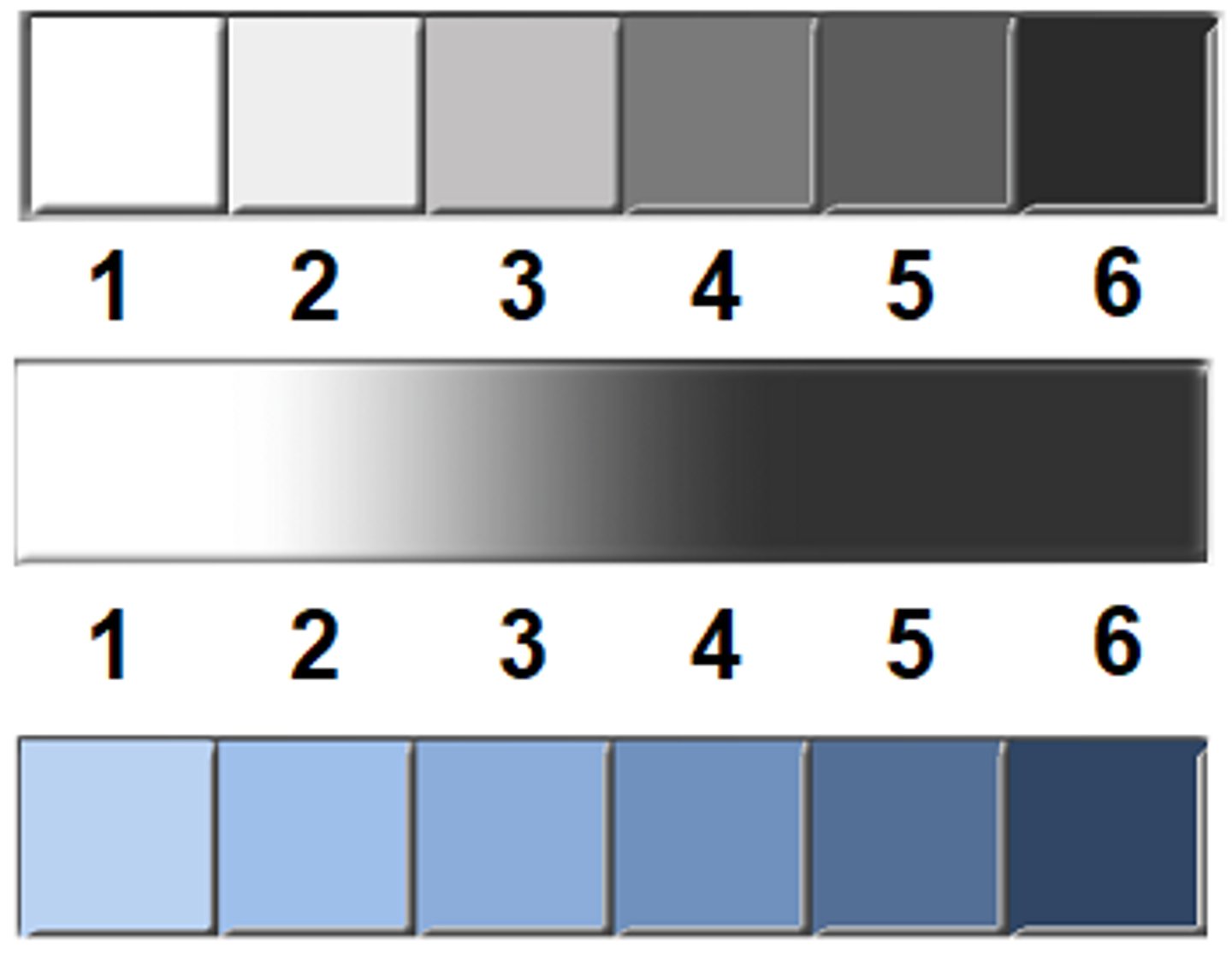 <p>The relative lightness or darkness of a color, tone, or hue, ranging from white to black.</p>