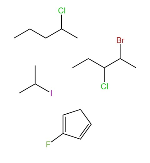 <p>halogen bonded to a carbon chain (alkyl group)</p>