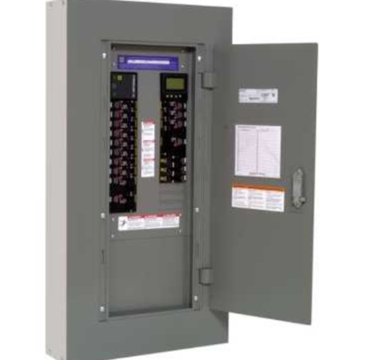 <p>A single panel or group of panel units designed for assembly in the form of a single panel, including buses and automatic overcurrent devices, and equipped with or without switches for the control of light, heat, or power circuits; designed to be placed in a cabinet or cutout box placed in or against a wall, partition, or other support; and accessible only from the front.</p>