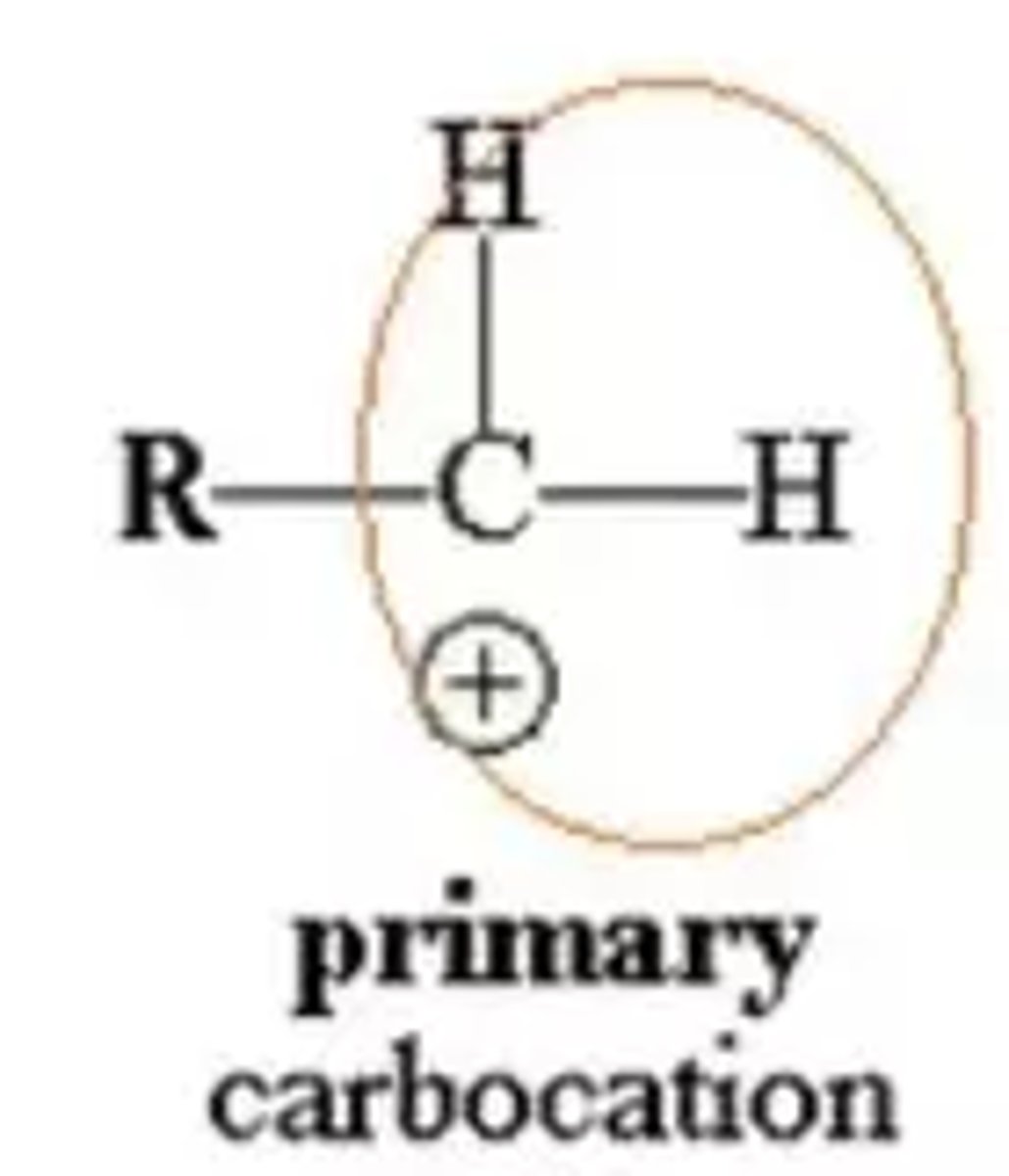 <p>The positive carbon atom is attached to one alkyl group</p>