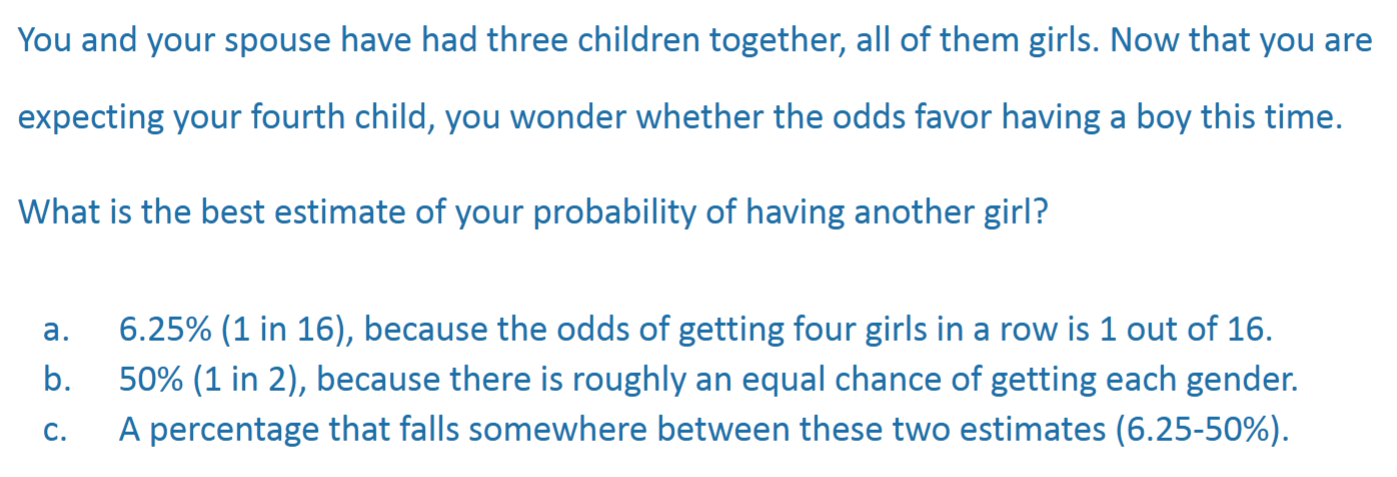 <p>Ann fills in answer A. To which bias is she falling subject?</p>