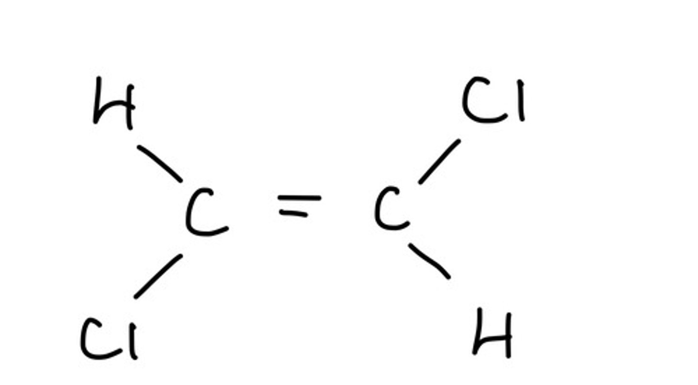 <p>The priority groups are on opposite sides of the carbon chain</p>