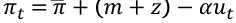 <p>Negative relation between unemployment and inflation. inflation varies pi dash=pi^e. Considering Inflation this year is not a good predictor of inflation next year. </p>