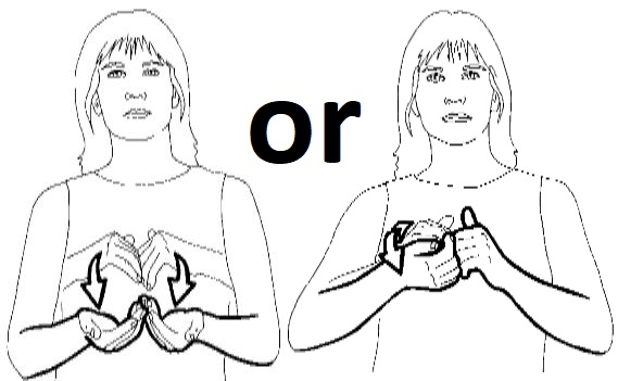 (1) Place your hands together with both
knuckles touching and then invert them
(2) Hold both "A" hands together and
twist one slightly forward and backward