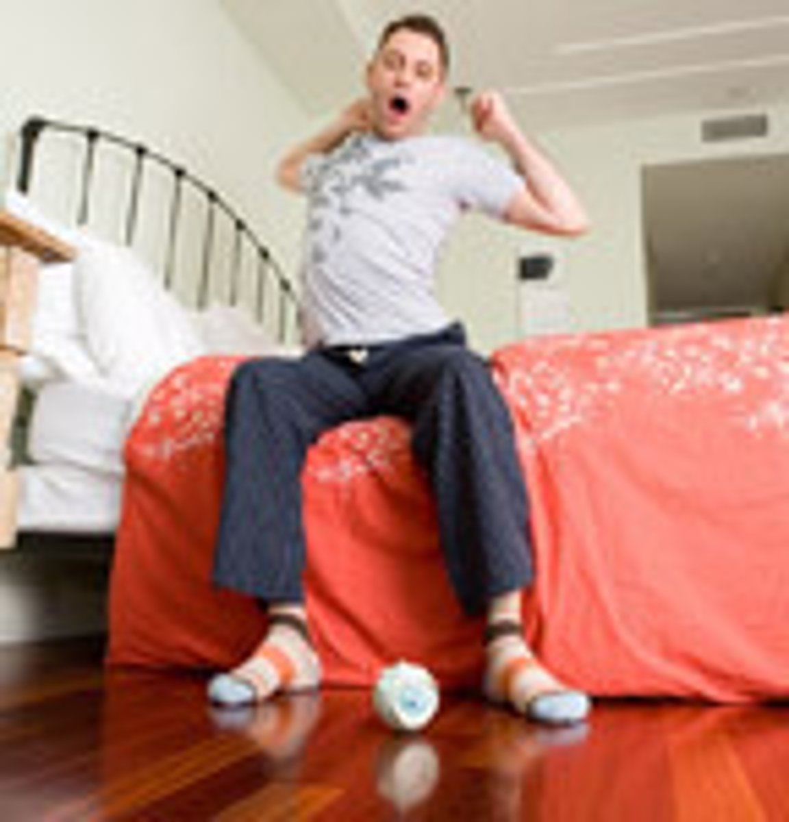 <p>I get up</p>