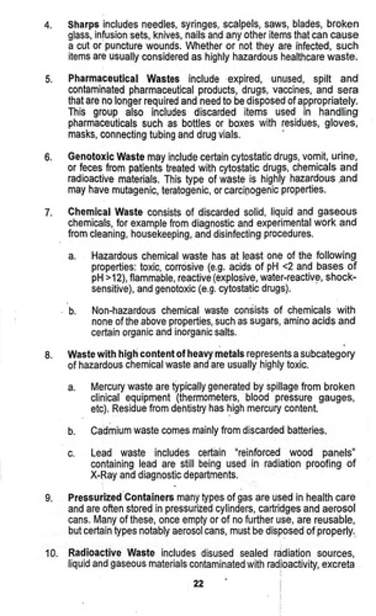 <p>Trash can (black bag) for non-infectious waste; yellow bag for potentially infectious wastes; biohazard containers for blood components.</p>