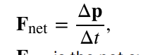 <p>physical law that states that the net external force equals the change in momentum of a system divided by the time over which it changes</p>