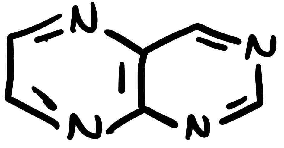 <p>Pyrazine + Pyrmidine (Most soluble diazene)</p>