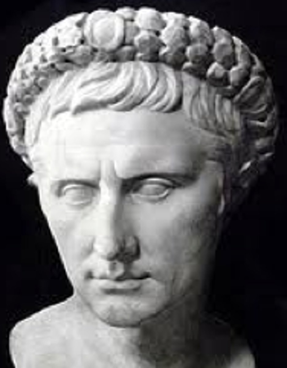 <p>a Roman general and statesman who played a critical role in the events that led to the demise of the Roman Republic and the rise of the Roman Empire</p>