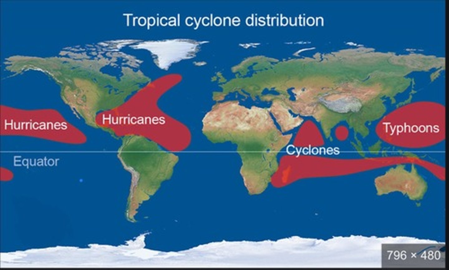 <p>Location where tropical storms typically develop.</p>