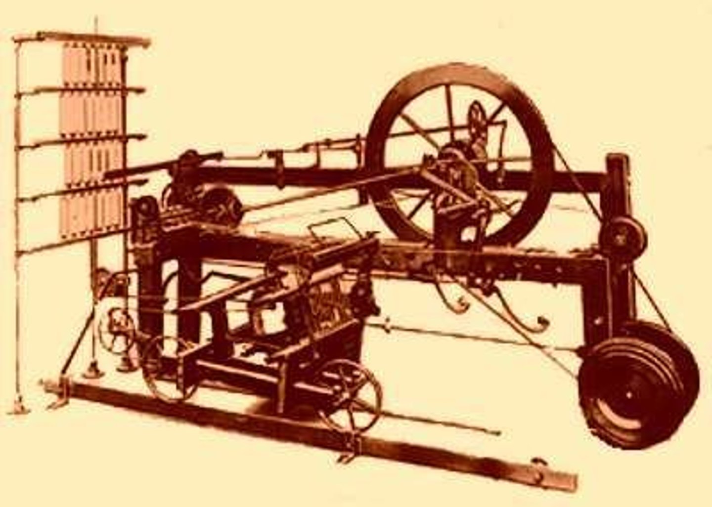 <p>combined the spinning jenny and the water frame to create a machine which produced a thread which was stronger, finer and more consistent</p>