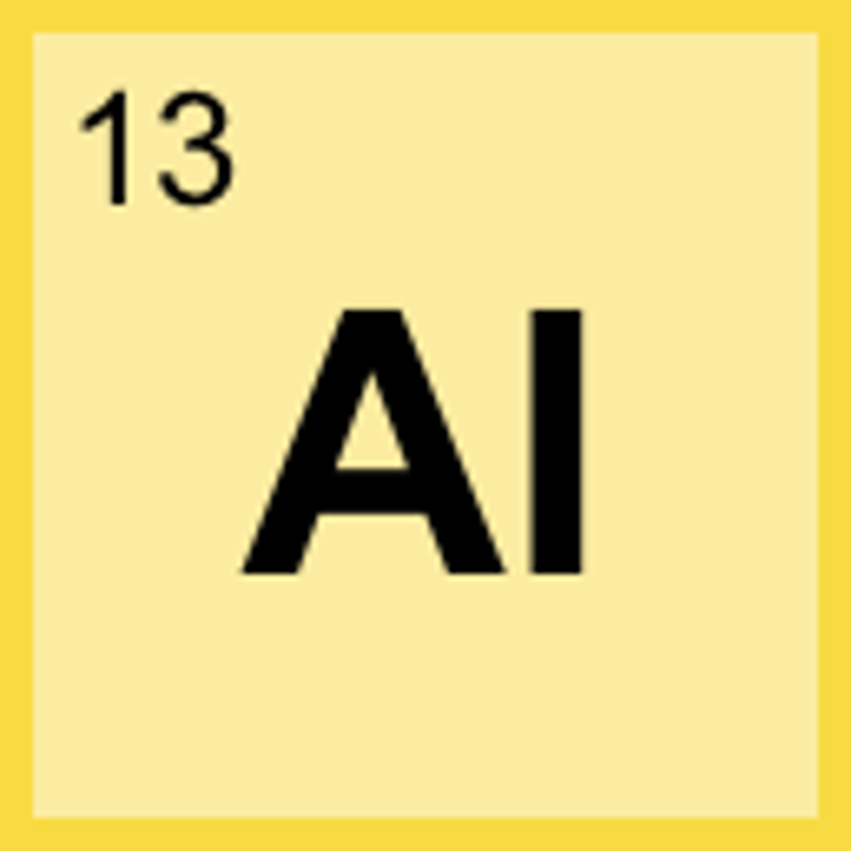 <p>Symbol: Al<br>Atomic Mass: 26.98<br>Atomic Number: 13</p>